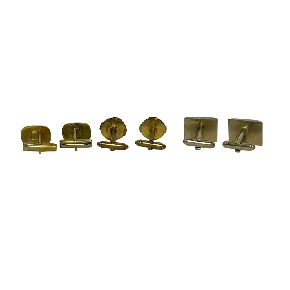 Vintage Lot Of 3 Unbranded Gold Tone Cufflinks (1307) - Picture 5 of 6